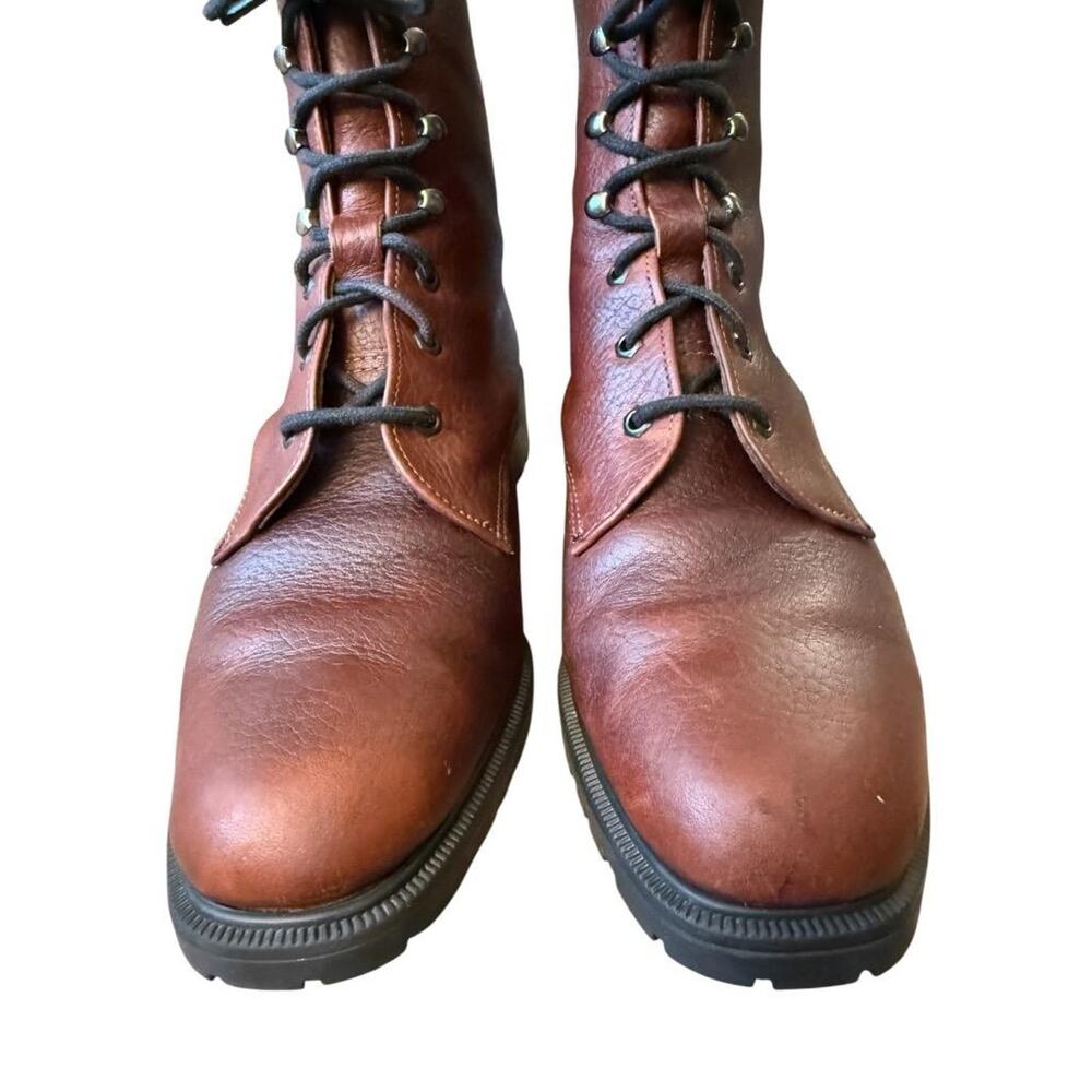 Eddie Bauer Vintage Brown Leather Lace Up Field Boot Women size 9 made in USA - Picture 3 of 8